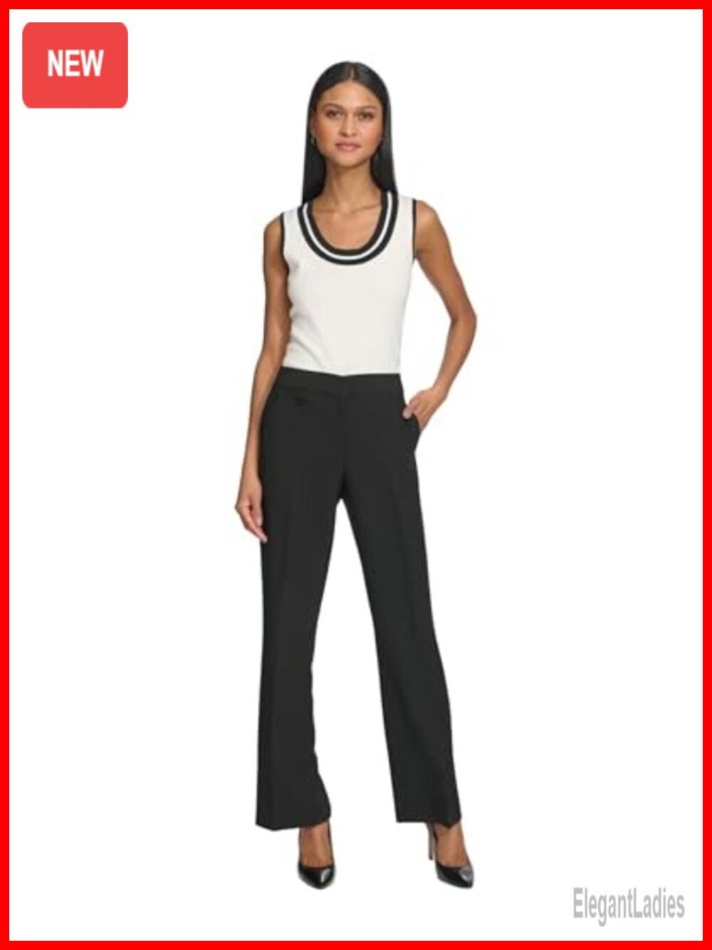 Karl Lagerfeld Classic Bootcut Suit Pant Mid Rise Relaxed Fit Flat Front